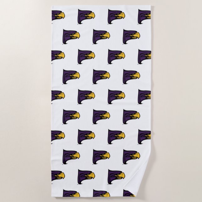 Hunter College Hawk Profil Maskottchen Strandtuch (Vorderseite)