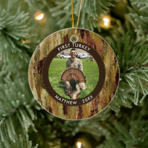 Hunter Erste TÜRKEI Foto Brown Green Personalisier Keramik Ornament