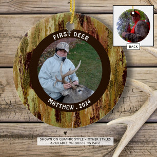 Hunter FIRST DEER Foto Camouflage Personalisiert Keramik Ornament