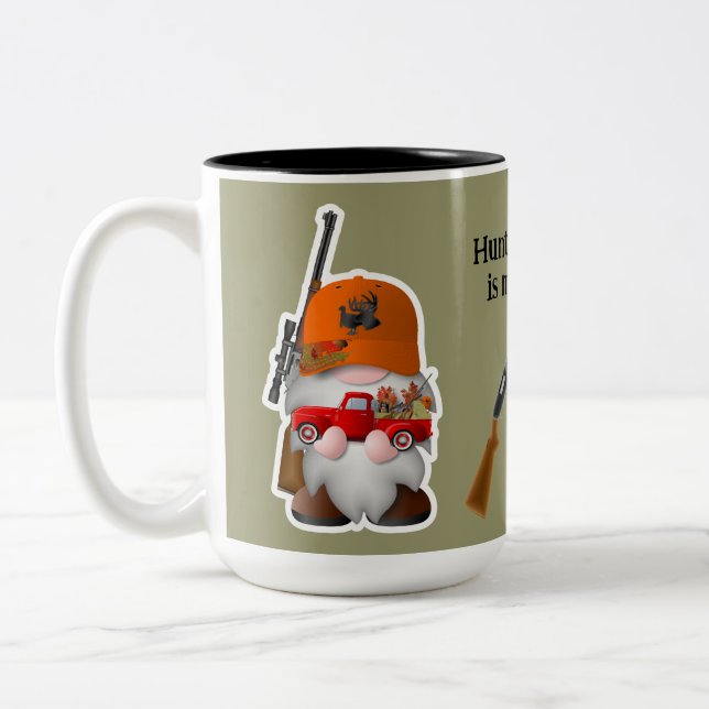 Hunter Gnome mit Little Red Truck Zweifarbige Tasse (Links)