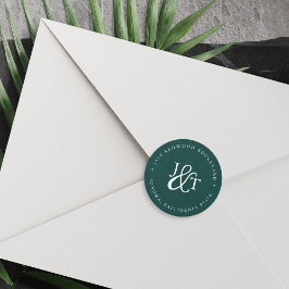Hunter Green Ampersand Monogram Rücksendeadresse Runder Aufkleber