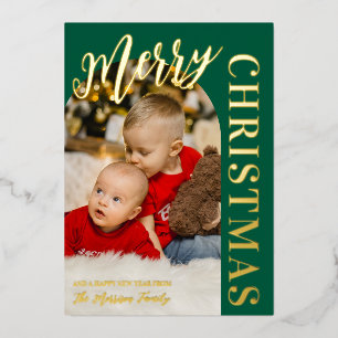 Hunter Green Arch Foto Frohe Weihnachtsgolden Folien Feiertagskarte