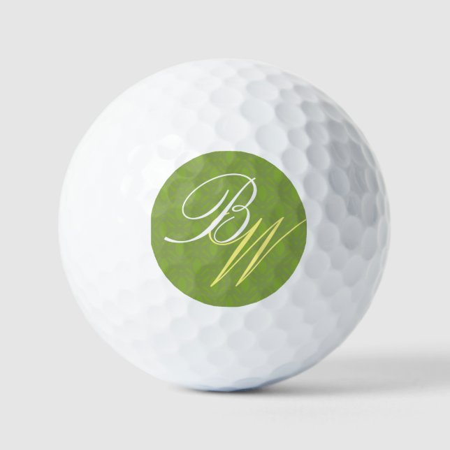 Hunter Green ⛳ ✨ Art Deco Initials Golfball (Vorderseite)