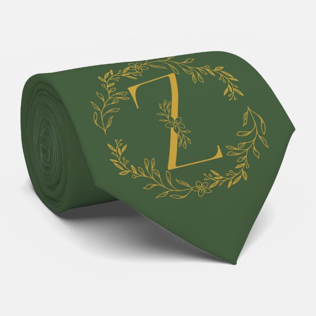 Hunter Green Color Mit Monogramm Trauzeugen Krawatte (Gerollt)