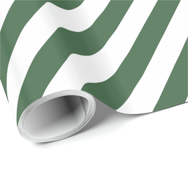 Hunter Green Diagonal Stripe Geschenkpapier (Rolleneckpunkt)