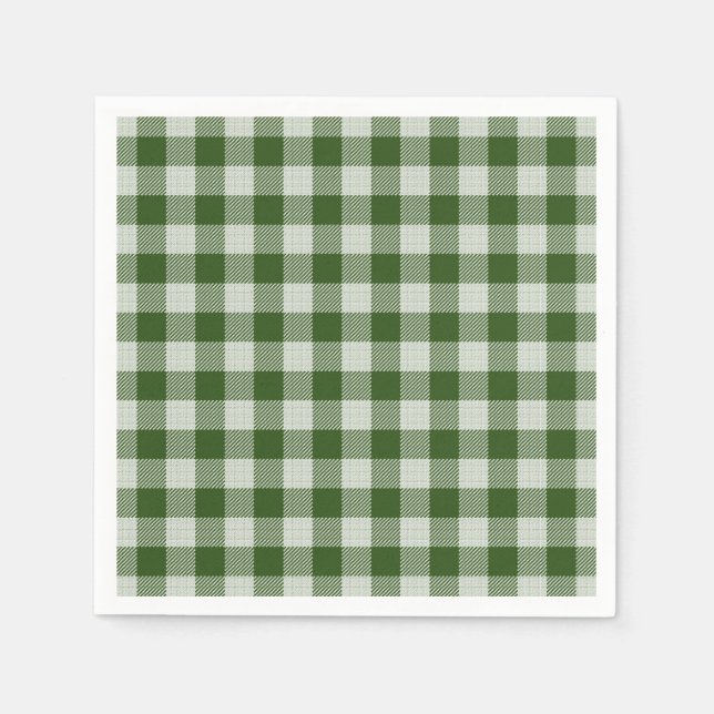 Hunter Green Gingham Kariert Paper Napkin Serviette (Vorderseite)