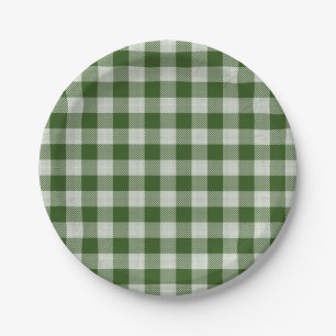Hunter Green Gingham Kariert Paper Plate Pappteller