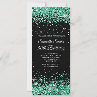 Hunter Green Glitzer Black 50. Geburtstag Einladung