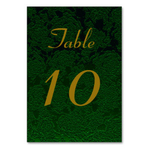 Hunter Green Gold Hochzeitsempfang Tischnummer