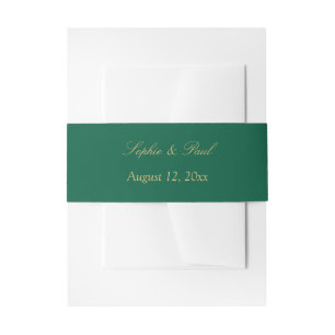 Hunter Green Golden Beige Wedding Einladungsbanderole