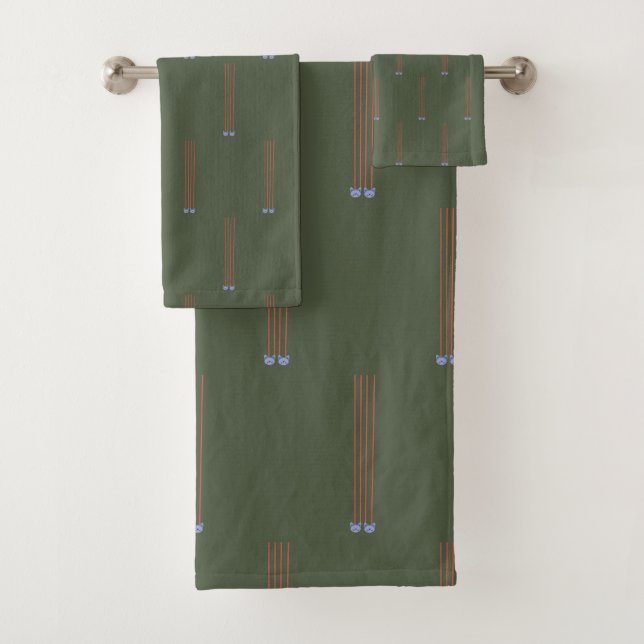 Hunter Green Handtuch Set Comickatzen & Lines (Insitu)