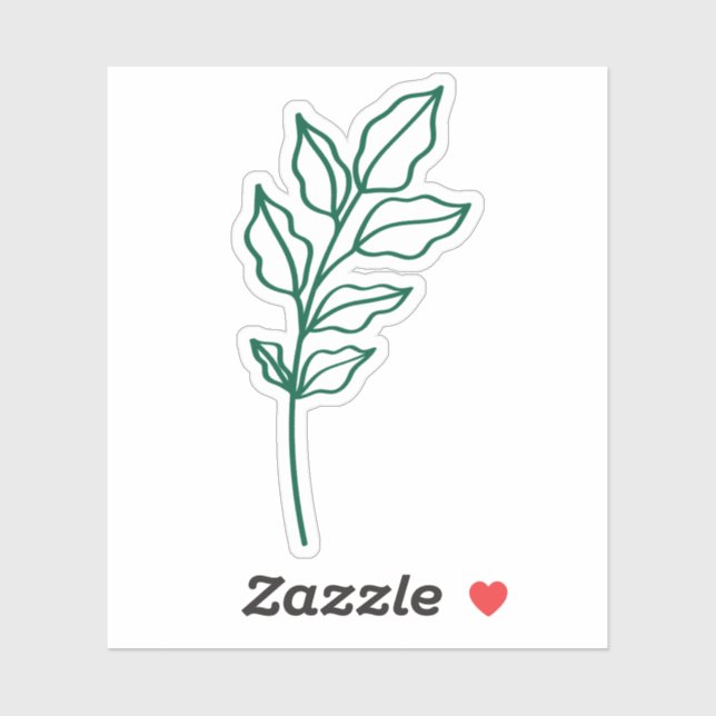 Hunter Green Leaf Glossy White Vinyl Aufkleber (Blatt)