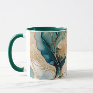 Hunter Green mit goldener Grenze Abstrakt Tasse