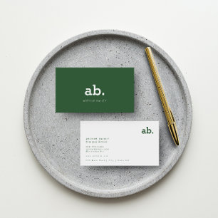 Hunter Green Monogram   Modernes Minimalistisch Visitenkarte