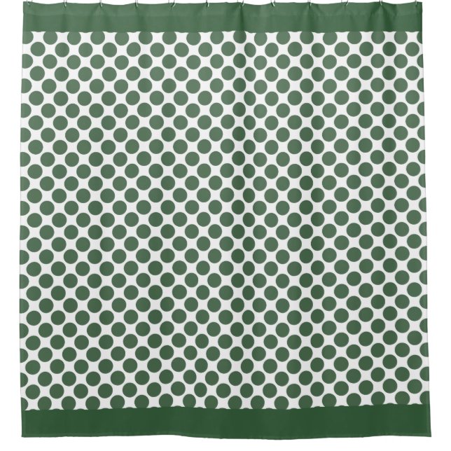 Hunter Green Polka Dots Duschvorhang (Vorderseite)