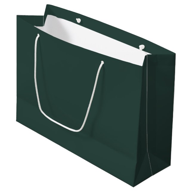 Hunter Green Solid Color Große Geschenktüte (Vorderseite Schrägansicht)