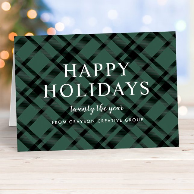 Hunter Green Tartan Kariert Business Holiday Karte (Von Creator hochgeladen)