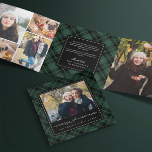Hunter Green Tartan Kariertes Foto Dreifach Gefaltete Urlaubskarte