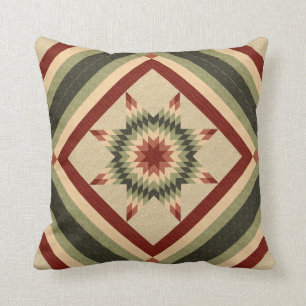 Hunter Green und Maroon Lone Star Quilt Design Kissen