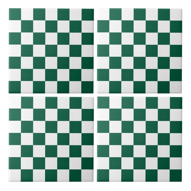 Hunter Green und Weiß Checked Fliese (Hunter Green and White Checkered Ceramic Tiles)