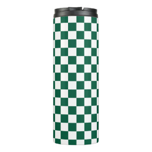 Hunter Green und Weiß Checked Thermosbecher