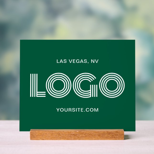 Hunter Green und White Modern Recangle Logo Acrylschild (Neutral)