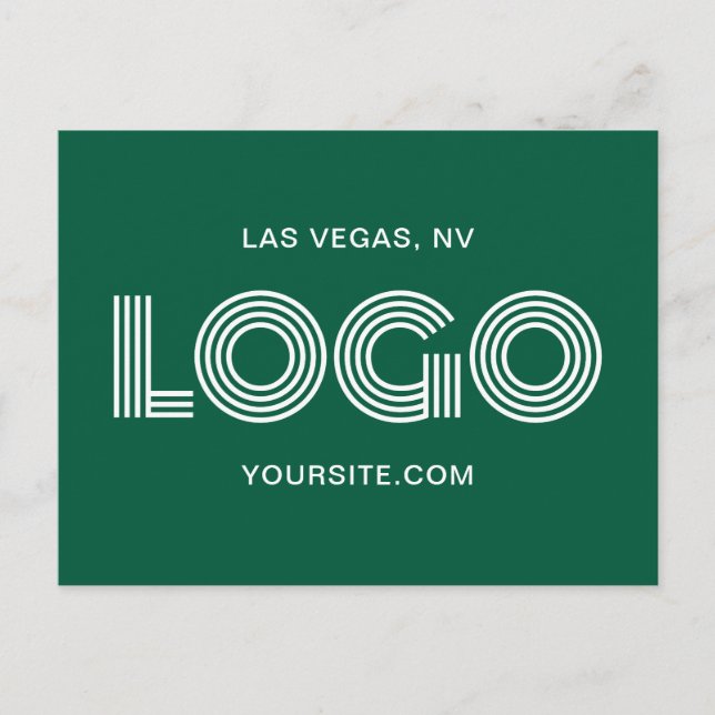 Hunter Green und White Modern Recangle Logo Postkarte (Vorderseite)
