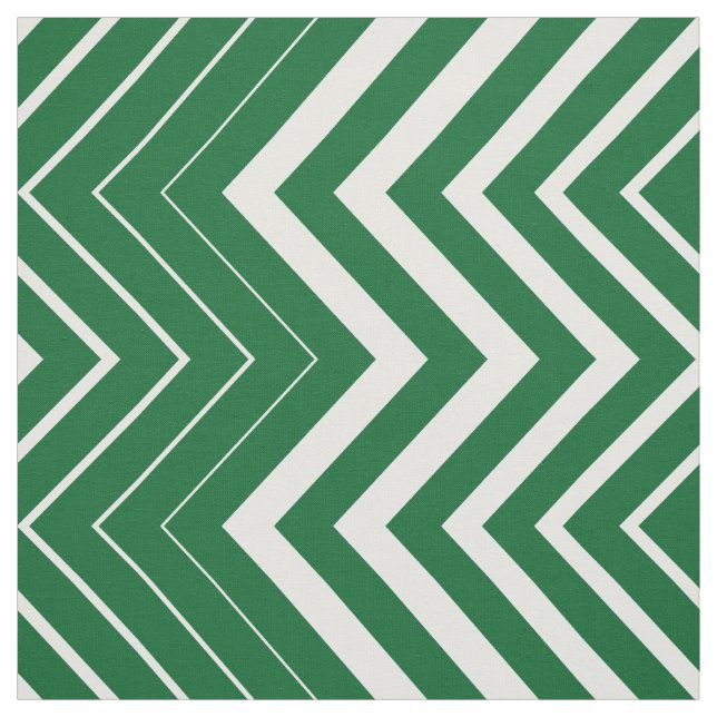 Hunter Green und White Zigzag Zickzack Stoff (Muster)
