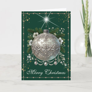 Hunter Green Vintage Weihnachtsschmuck Feiertagskarte