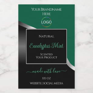 Hunter Green Wavy Silver Black Logo Product Labels Lebensmitteletikett