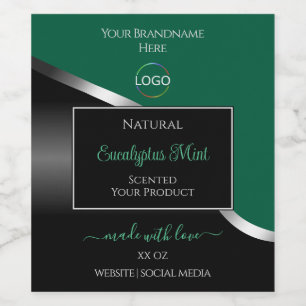 Hunter Green Wavy Silver Black Logo Product Labels Weinetikett