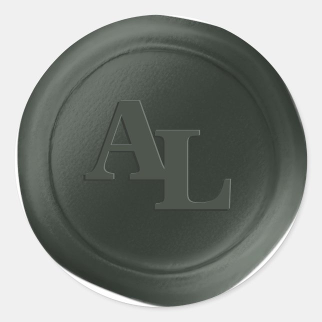 Hunter Green Wax Siegel Monogram Wedding Stickers (Vorderseite)