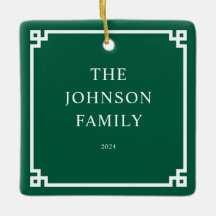 Hunter Green White Greece Key Border Family Foto