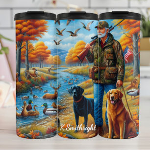 Hunter Hogs Autumn River Scene Thermosbecher