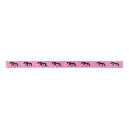 Hunter Horse Ribbon Black Satinband