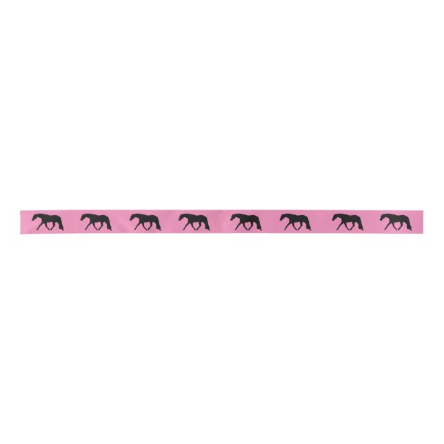 Hunter Horse Ribbon Black  Satinband (Vorderseite)