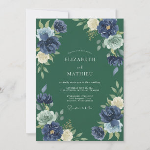 Hunter Indigo Laub Eukalyptus Hochzeit Einladung