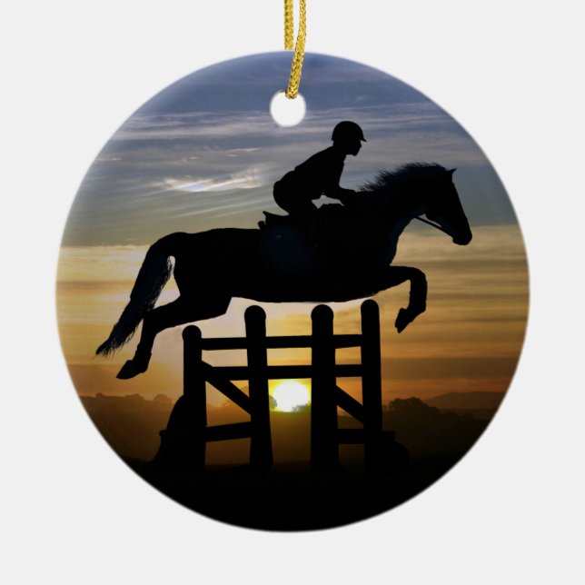 Hunter Jumper Horse and Rider Keramik Ornament (Vorne)