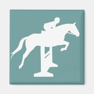 Hunter Jumper Horse & Rider (weiß) Magnet