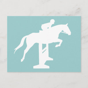 Hunter Jumper Horse & Rider (weiß) Postkarte