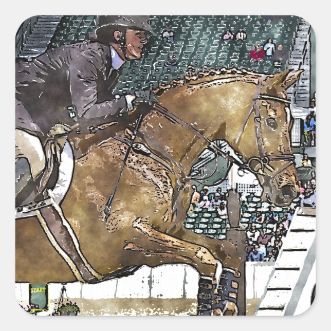Hunter Jumper Quadratischer Aufkleber (Vorderseite)