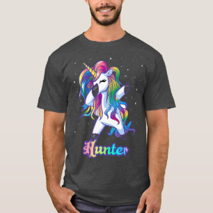 HUNTER Name Personalisiert Custom Rainbow Unicorn T-Shirt