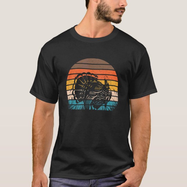 Hunter Retro Sunset Vintage Turkey Hunting T-Shirt (Vorderseite)