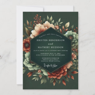 Hunter Rust Dramatic Bloom Hochzeit Einladung