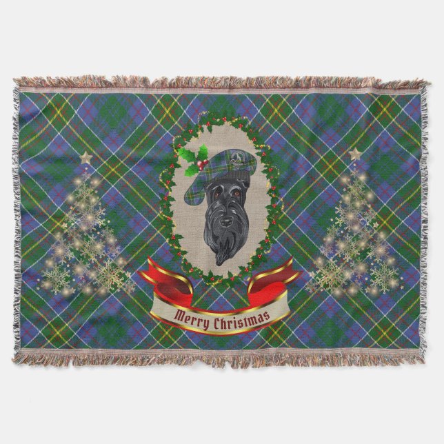 Hunter Scottie Dog Christmas Throw Blanket Decke (Vorderseite)