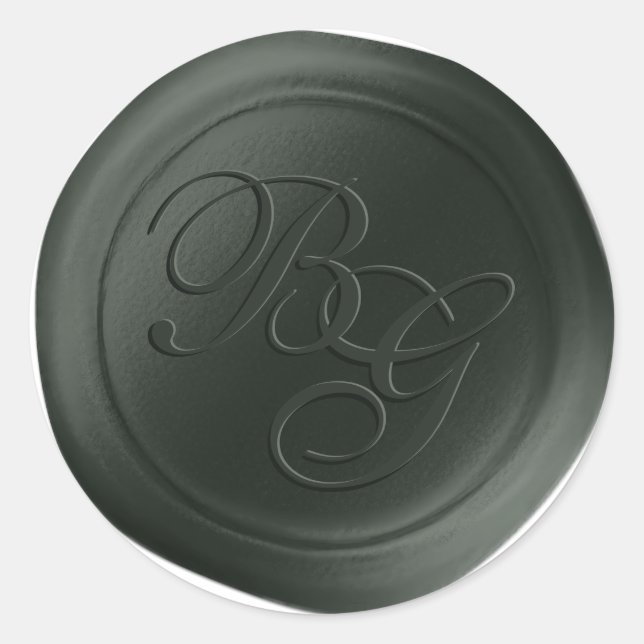 Hunter Script Double Monogram Wax Siegel Stickers (Vorderseite)
