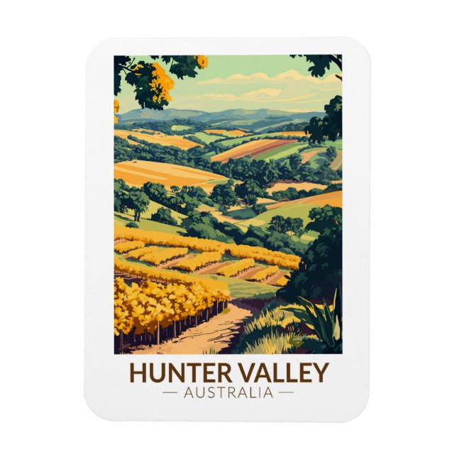 Hunter Valley Australia Illustration Travel Art Magnet (Vertikal)