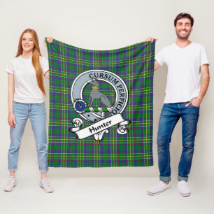 Hunter von Hunterston Clan Abzeichen Tartan Karier Fleecedecke