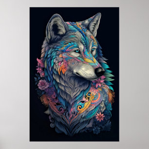 Hunter Wolf Illustration Poster