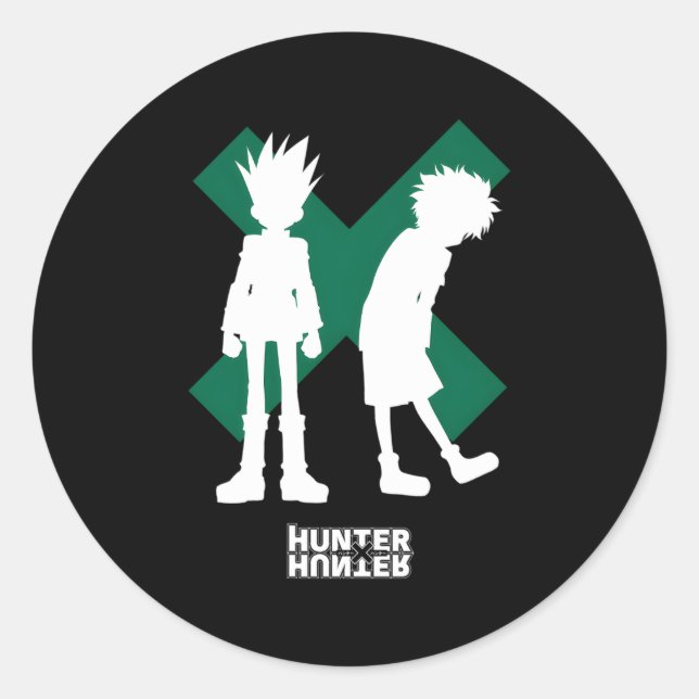 Hunter X Junter Gon Freecss und UA-Silhouetten Runder Aufkleber (Vorderseite)
